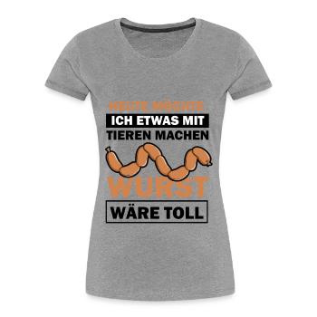 Heute möchte ich etwas mit tieren machen - Frauen Premium Bio T-Shirt - Navy - Vorne - Mia (176cm)