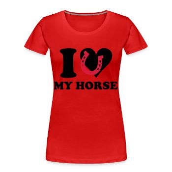 I love my horse - Ich liebe mein Pferd - Frauen Premium Bio T-Shirt - Navy - Vorne - Mia (176cm)