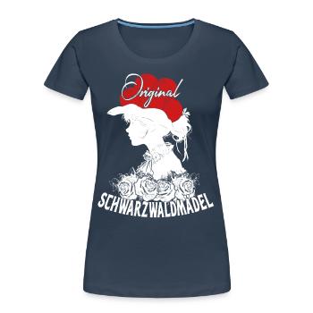 Original Schwarzwaldmädel Bollenhut Tracht Rosen - Frauen Premium Bio T-Shirt - Navy - Vorne - Mia (176cm)