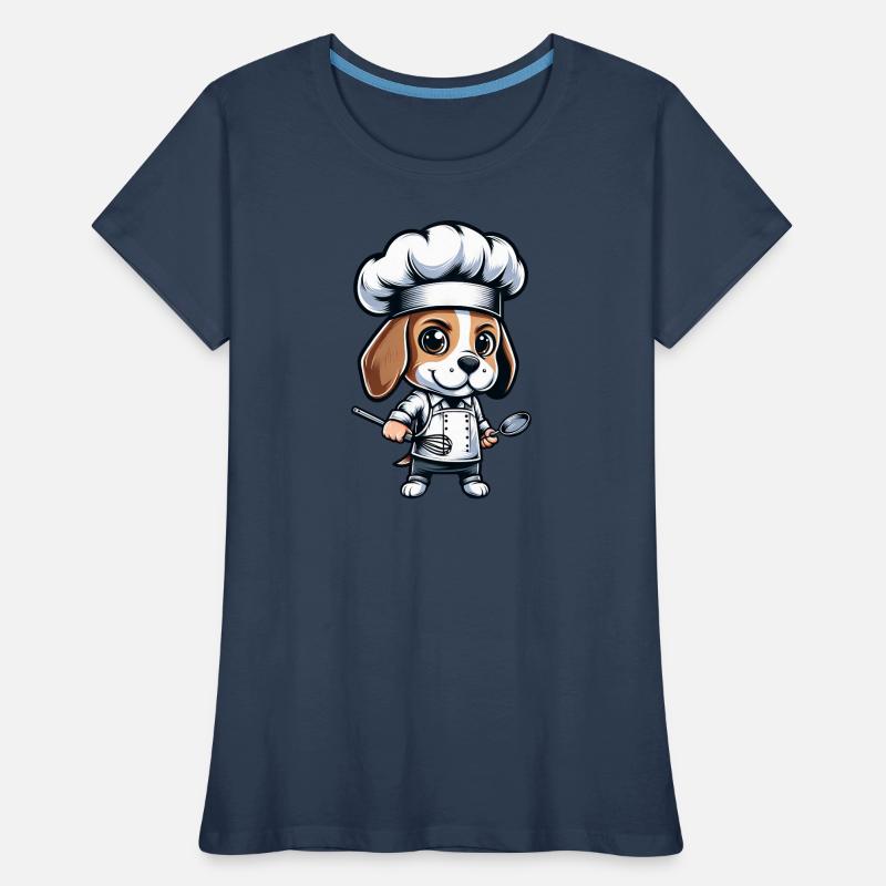 Cute Beagle Chef Comic Design Women's Premium Organic T-Shirt