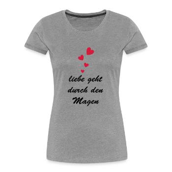 liebe geht durch den Magen - Frauen Premium Bio T-Shirt - Navy - Vorne - Mia (176cm)