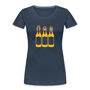 3 Bierflaschen / 3 beer bottles (c, 3c) - Women's Premium Organic T-Shirt - navy - Front - Mia (176cm)