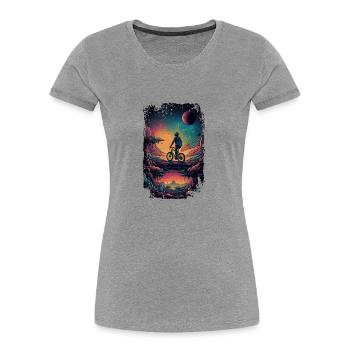 Happy Bicycle Day - Trippy Motiv - Frauen Premium Bio T-Shirt - Navy - Vorne - Mia (176cm)