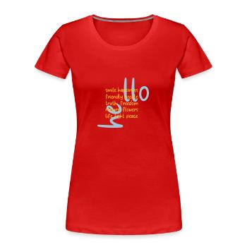 "He llo" Hello Shirts & Accessiores | Colorful/Pink - Women's Premium Organic T-Shirt - navy - Front - Mia (176cm)