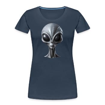 Être extraterrestre extraterrestre gris réaliste - T-shirt bio Premium Femme - bleu marine - Devant - Mia (176cm)