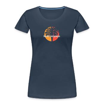 French Polynesia Artistic Vacation Souvenir Palm - Women's Premium Organic T-Shirt - navy - Front - Mia (176cm)