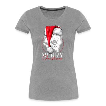 Santa Islandhund Merry Christmas Hunde Wilsigns - Frauen Premium Bio T-Shirt - Navy - Vorne - Mia (176cm)