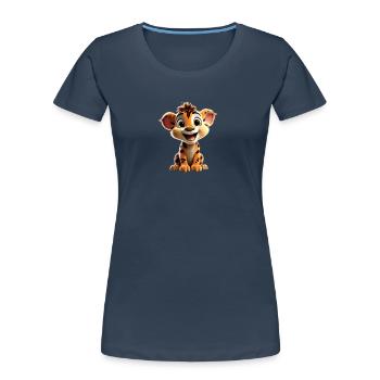Merry Lion Cub - Women's Premium Organic T-Shirt - navy - Front - Mia (176cm)