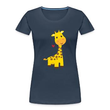 Girafe - T-shirt bio Premium Femme - bleu marine - Devant - Mia (176cm)