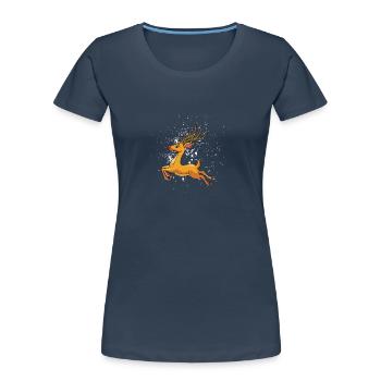 Christmas Rudolf Red Nose Design - Women's Premium Organic T-Shirt - navy - Front - Mia (176cm)