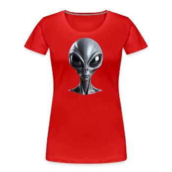 Véritable extraterrestre gris avec de grands yeux noirs - T-shirt bio Premium Femme - bleu marine - Devant - Mia (176cm)