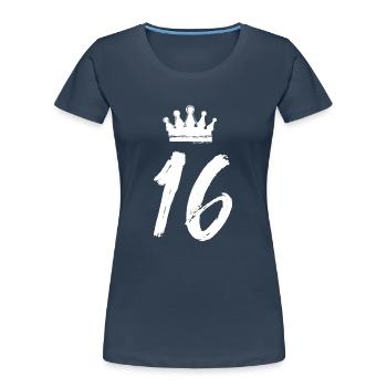 16 Zahl Krone - Frauen Premium Bio T-Shirt - Navy - Vorne - Mia (176cm)