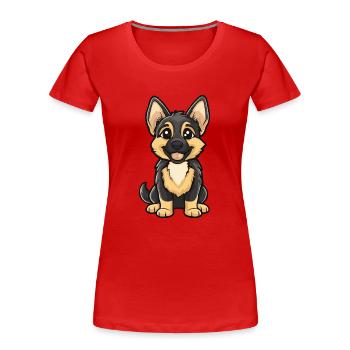 German Shepherd Dog Comic Cute - Women's Premium Organic T-Shirt - navy - Front - Mia (176cm)