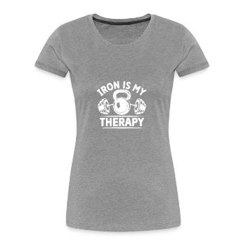 Iron is my therapy 1 - - Women's Premium Organic T-Shirt - navy - Front - Mia (176cm)