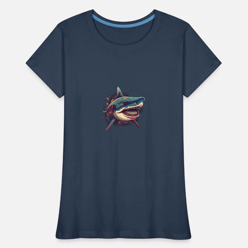 Cool trippy shark with boho patterns Women's Premium Organic T-Shirt