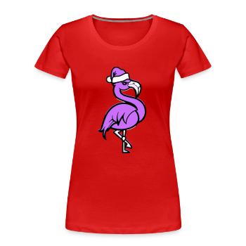 Flamingo Comique Noël - T-shirt bio Premium Femme - bleu marine - Devant - Mia (176cm)