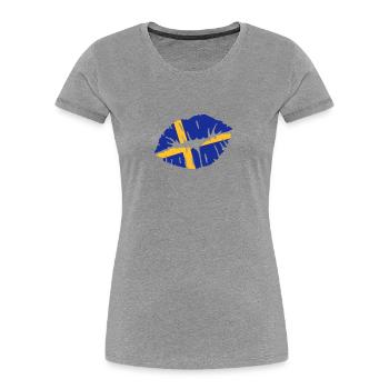 Suède - T-shirt bio Premium Femme - bleu marine - Devant - Mia (176cm)