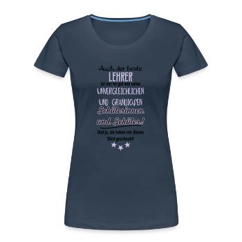 Bester Lehrer Shirt - Frauen Premium Bio T-Shirt - Navy - Vorne - Mia (176cm)