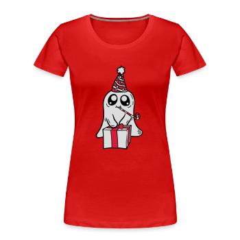 Little Ghost celebrates its birthday - Women's Premium Organic T-Shirt - navy - Front - Mia (176cm)