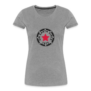on earth since 1975 - Women's Premium Organic T-Shirt - navy - Front - Mia (176cm)