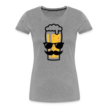 Verre à bière (bière / lunettes de soleil / moustache / 2C) - T-shirt bio Premium Femme - bleu marine - Devant - Mia (176cm)
