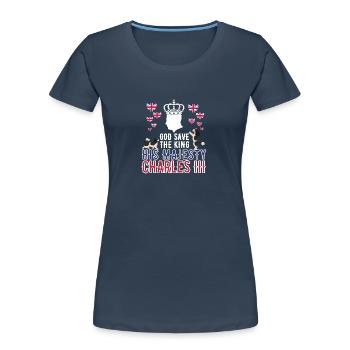 Britischer König Krönung Charles England Flagge - Frauen Premium Bio T-Shirt - Navy - Vorne - Mia (176cm)