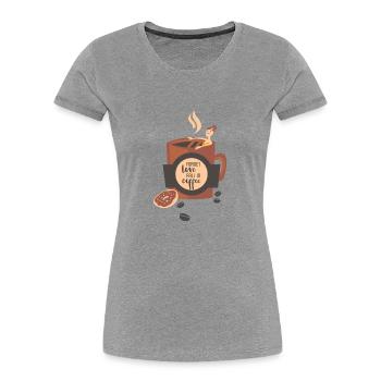 Forget love-fall in coffee- Kaffee Liebe verliebt - Frauen Premium Bio T-Shirt - Navy - Vorne - Mia (176cm)