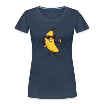 Bande dessinée banane - T-shirt bio Premium Femme - bleu marine - Devant - Mia (176cm)