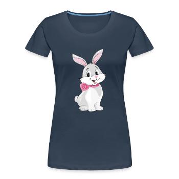 Cute happy smiling rabbit - Women's Premium Organic T-Shirt - navy - Front - Mia (176cm)