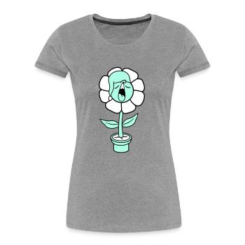 Yawning Tired Sleepy Head Flower Face Flower Pot - Women's Premium Organic T-Shirt - navy - Front - Mia (176cm)