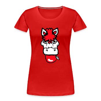 Pferd isst Apfel fressen Hunger Obst lecker Gesund - Frauen Premium Bio T-Shirt - Navy - Vorne - Mia (176cm)