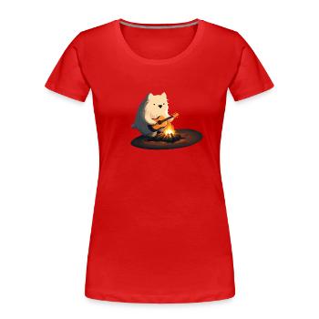 feu de camp guitare chien ours jouer - T-shirt bio Premium Femme - bleu marine - Devant - Mia (176cm)