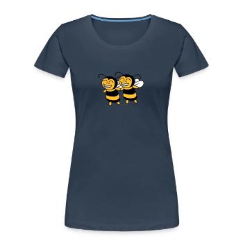 amis de 2 petites abeilles - T-shirt bio Premium Femme - bleu marine - Devant - Mia (176cm)