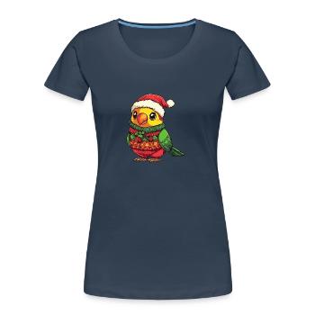 Parrot Christmas Comic - Women's Premium Organic T-Shirt - navy - Front - Mia (176cm)