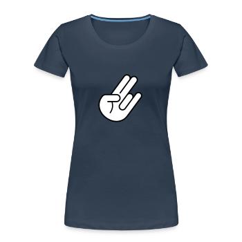 JDM Hand 2c - Frauen Premium Bio T-Shirt - Navy - Vorne - Mia (176cm)
