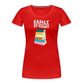 Facilement distrait par les livres Rétro Vintage Lecture - T-shirt bio Premium Femme - bleu marine - Devant - Mia (176cm)