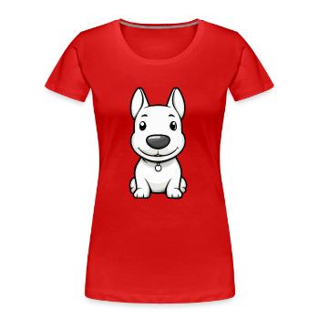 Bull Terrier Chien Bande Dessinée Mignon - T-shirt bio Premium Femme - bleu marine - Devant - Mia (176cm)
