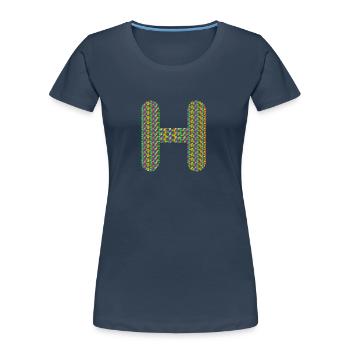 Colorful Heart H Design – Unique & Stylish! - Women's Premium Organic T-Shirt - navy - Front - Mia (176cm)