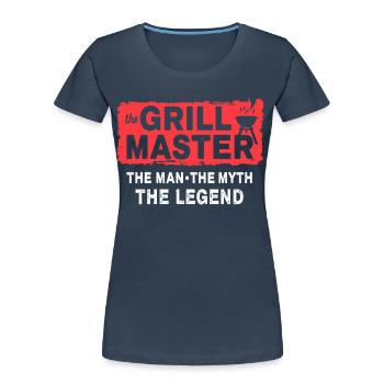 The Grillmaster BBQ Grilling Cult Saying - Women's Premium Organic T-Shirt - navy - Front - Mia (176cm)