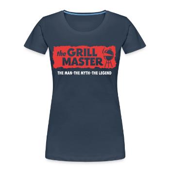 The Grillmaster BBQ Grilling Cult Saying - Women's Premium Organic T-Shirt - navy - Front - Mia (176cm)