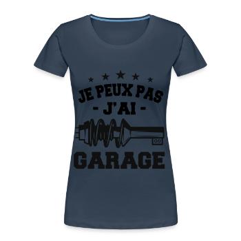 Je Peux Pas J'Ai Garage - T-shirt bio Premium Femme - bleu marine - Devant - Mia (176cm)