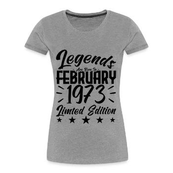 Naissance En Février 1973. Cadeau d'anniversaire. - T-shirt bio Premium Femme - bleu marine - Devant - Mia (176cm)
