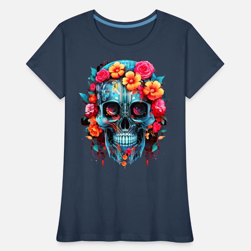 Cyborg Skull Robot Android Sugar Skull T-shirt bio Premium Femme