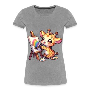 Giraffe Painting Long-necked Artist Kid's Shirt - Women's Premium Organic T-Shirt - navy - Front - Mia (176cm)