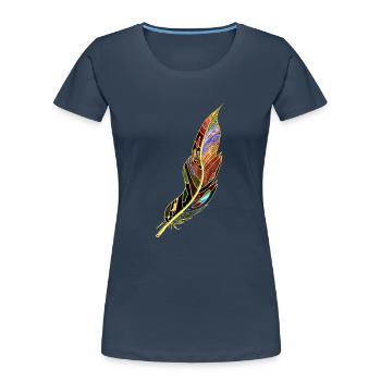 Feder - Frauen Premium Bio T-Shirt - Navy - Vorne - Mia (176cm)