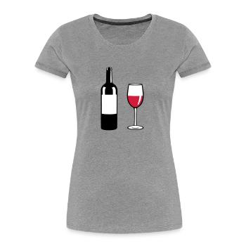 Weinflasche und Weinglas - Frauen Premium Bio T-Shirt - Navy - Vorne - Mia (176cm)