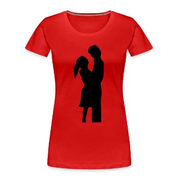 Liebe Paar Silhouette Valentinstag Geschenk Idee - Frauen Premium Bio T-Shirt - Navy - Vorne - Mia (176cm)
