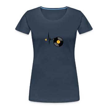 Heartbeat Vinyl Party Bomb - Women's Premium Organic T-Shirt - navy - Front - Mia (176cm)