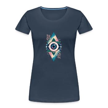 Magic Eye - Citation spirituelle étonnante - T-shirt bio Premium Femme - bleu marine - Devant - Mia (176cm)