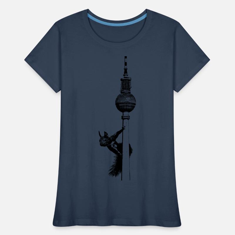 Fernsehturm Berlin mit Eichhörnchen / Grafik Frauen Premium Bio T-Shirt